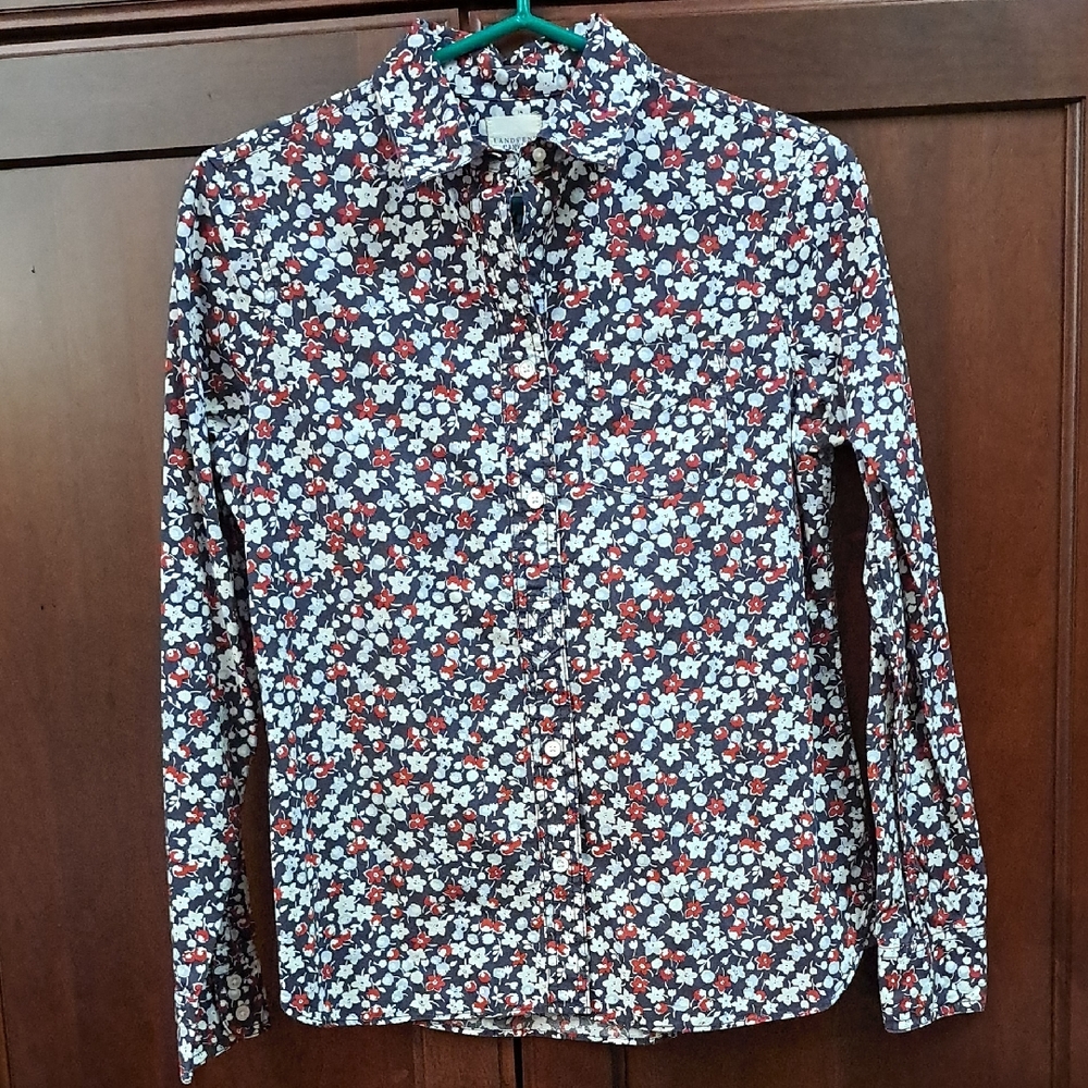 Lands' End Canvas 1963 Navy Floral Shirt